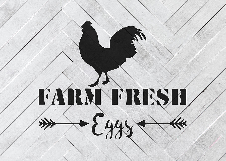 Vintage Mixed Media - Farm Fresh Eggs Farmhouse Sign Script Vintage Farm Retro Typography by Design Turnpike