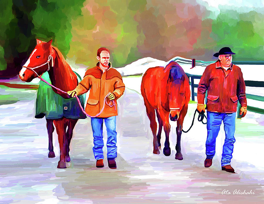 Horse Mixed Media - Farm Horses by Ata Alishahi