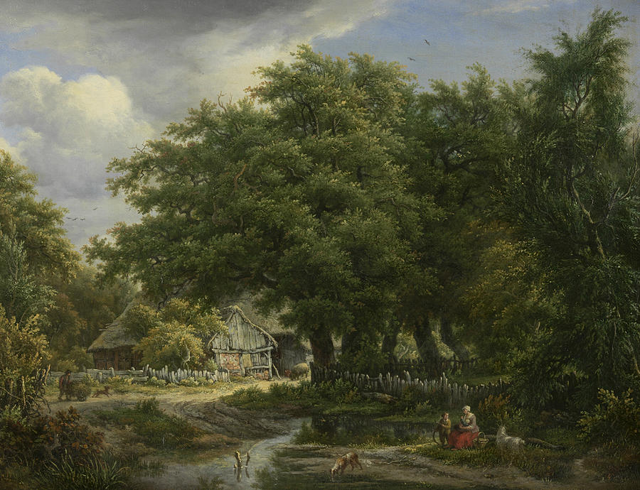 Farm House Between Trees Painting by Egbert van Drielst