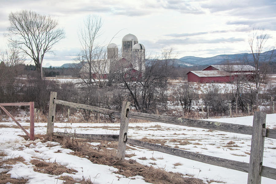 Farm in Winter - Vermont Photograph by Joann Vitali