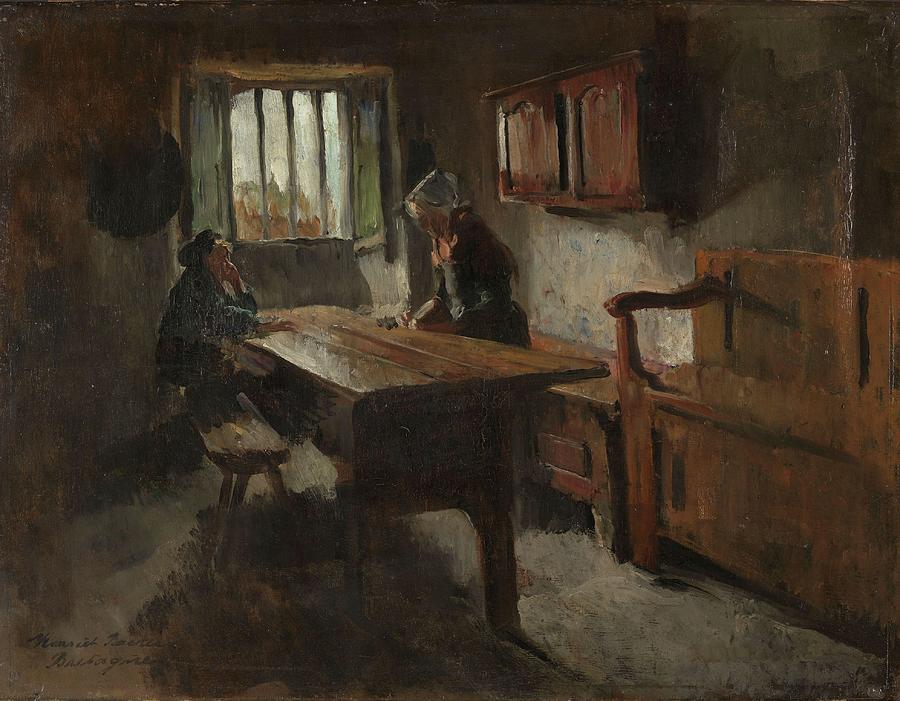 Interior Painting - Farm Interior From Rochefort-en-terre, Brittany by Harriet Backer