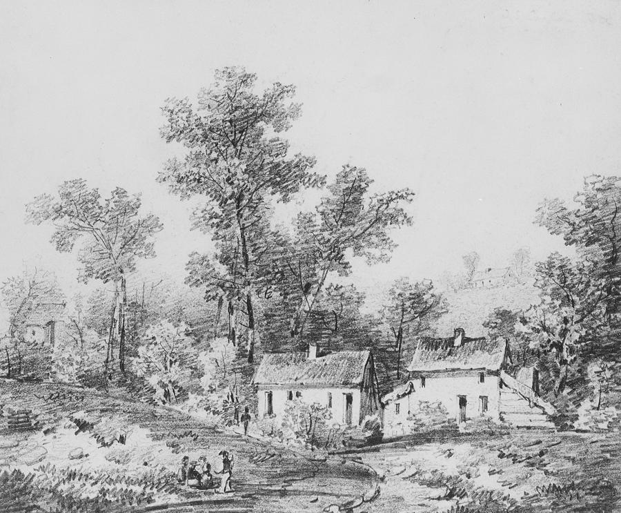 Farm Landscape Drawing by Thomas Sidney Cooper