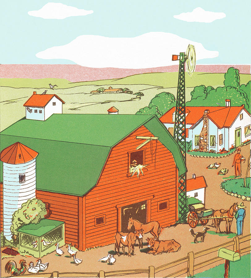 Architecture Drawing - Farm life by CSA Images