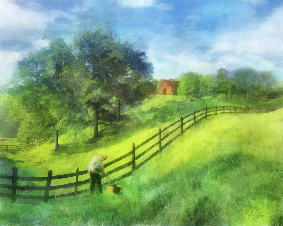 Farm Digital Art - Farm on the Hill by Frances Miller