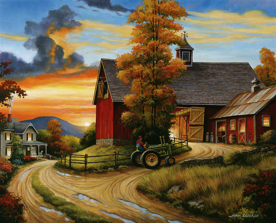 Farm Scene Painting by John Zaccheo