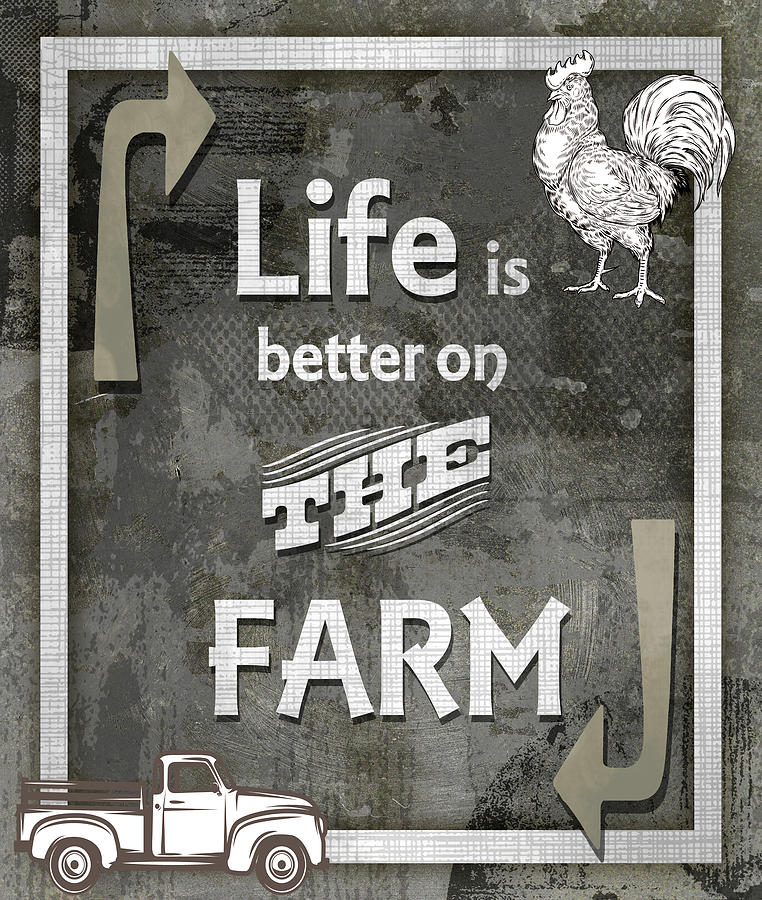 Chicken Mixed Media - Farm Sign_farm Sweet Farm 2 by Lightboxjournal