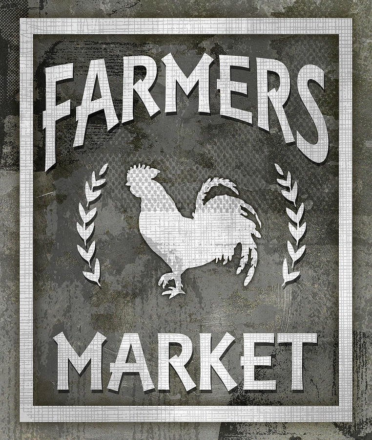 Rooster Mixed Media - Farm Sign_farmers Market 1 by Lightboxjournal