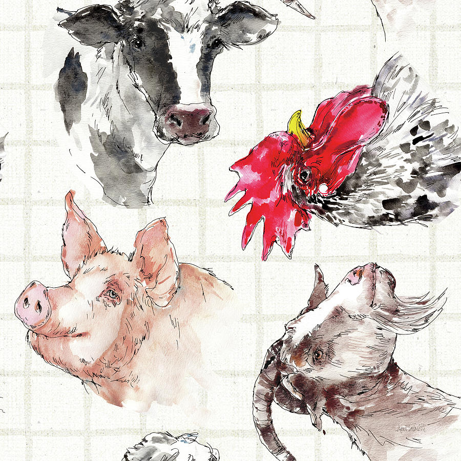 Animal Painting - Farm Signs Pattern Ia by Anne Tavoletti