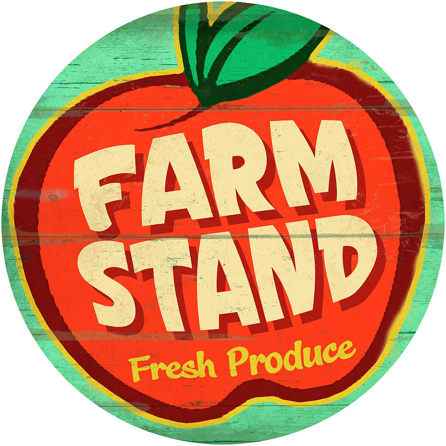Apple Digital Art - Farm Stand Round by Retroplanet