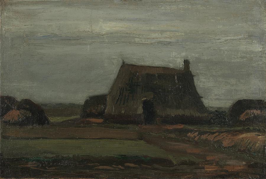 Farm with Stacks of Peat. Painting by Vincent van Gogh -1853-1890-