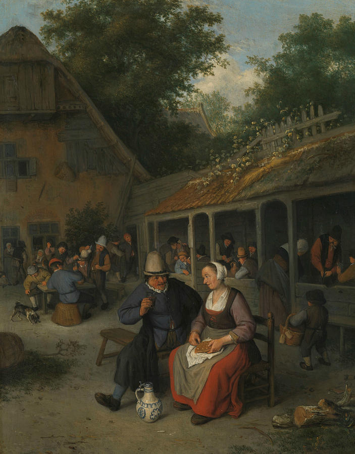 Dutch Painters Painting - Farmers Inn by Cornelis Dusart