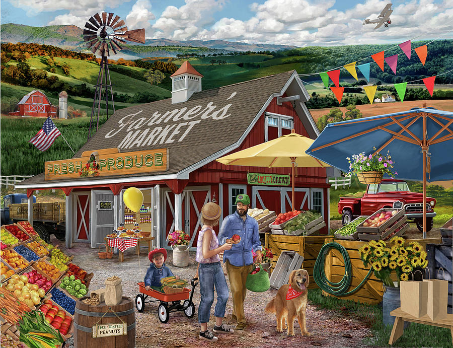Farm Painting - Farmers Market by Bigelow Illustrations