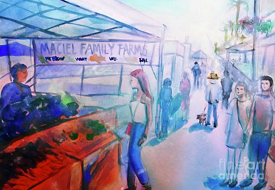 Farmers Market  Mixed Media by Lavender Liu