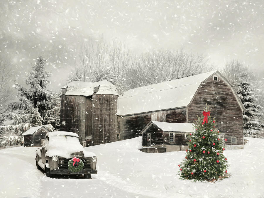 Christmas Mixed Media - Farmhouse Christmas by Lori Deiter