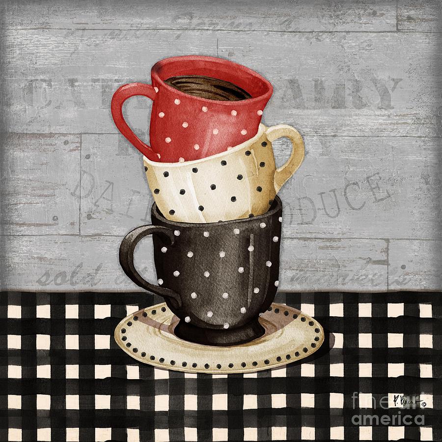 Coffee Painting - Farmhouse Coffee Cups II - Gray by Paul Brent