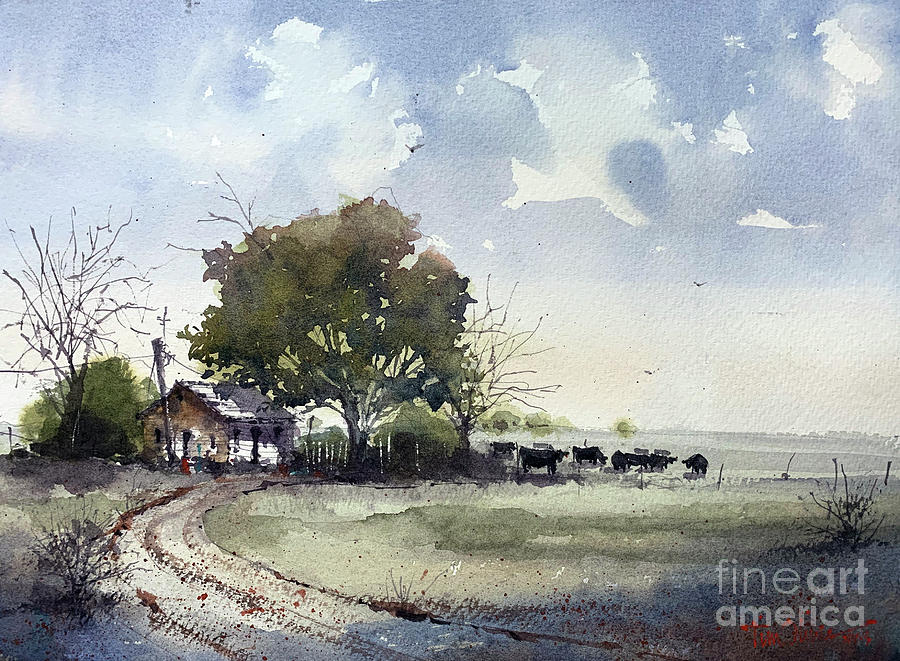 Farmhouse East of Sundown TX 3 Painting by Tim Oliver