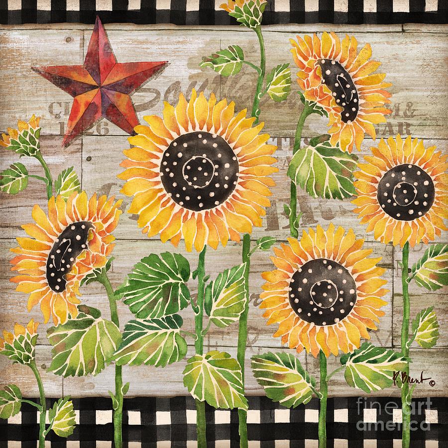 Sunflower Painting - Farmhouse Sunflowers by Paul Brent
