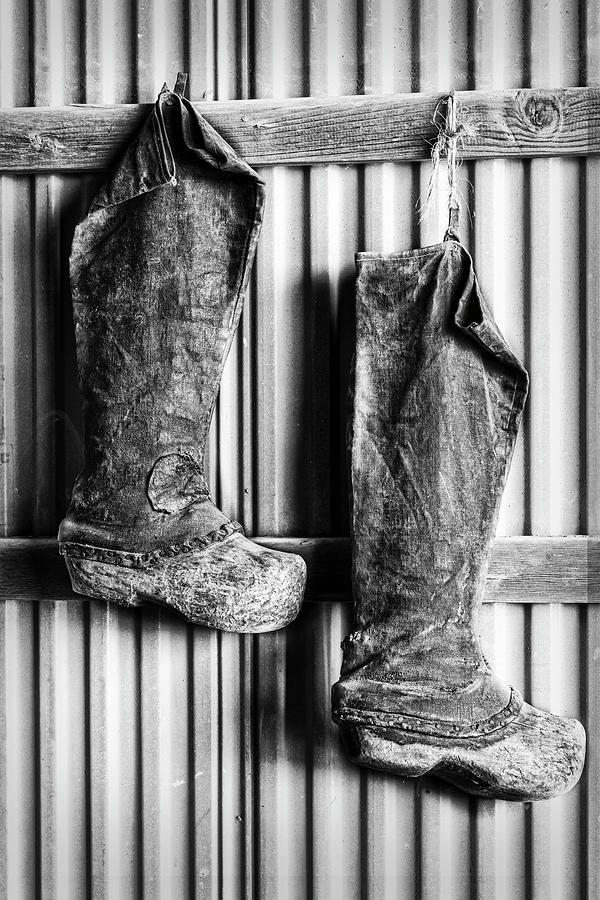Farming Boots BW Photograph by Susan Candelario