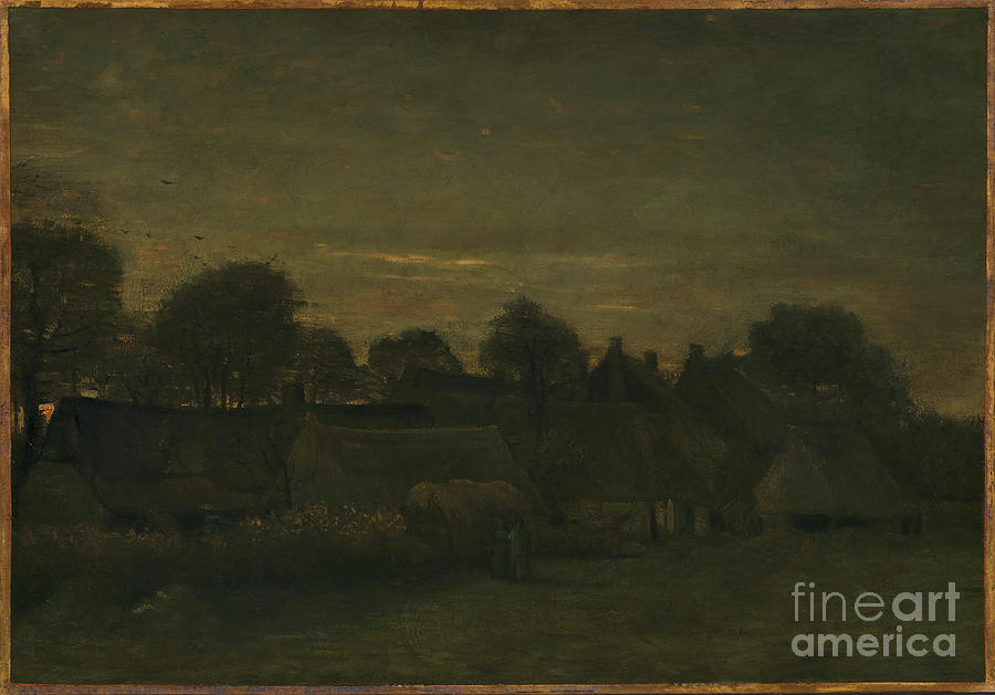Farming Village At Twilight Drawing by Heritage Images