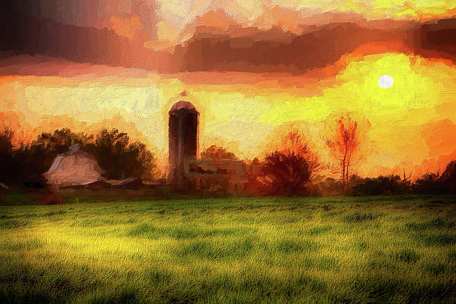 Farmland Sunset AP Painting by Dan Carmichael