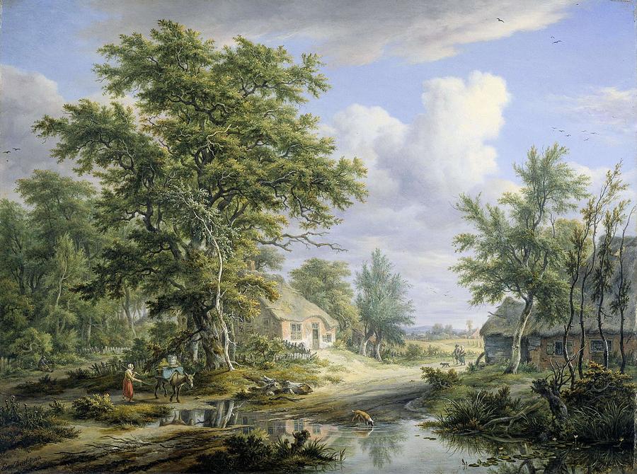 Farms on the Fringe of a Wood. Painting by Egbert van Drielst Farms on the Fringe of a Wood. Painting by Egbert van Drielst