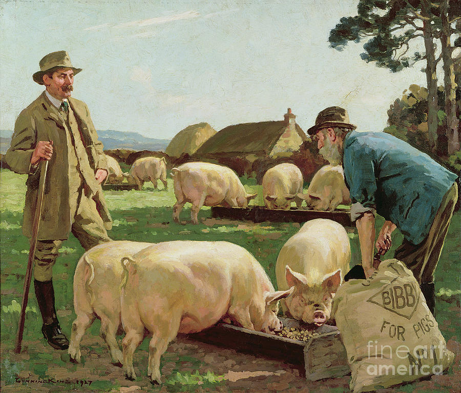 Farm Painting - Farmyard Scene, 1927 by William Gunning King