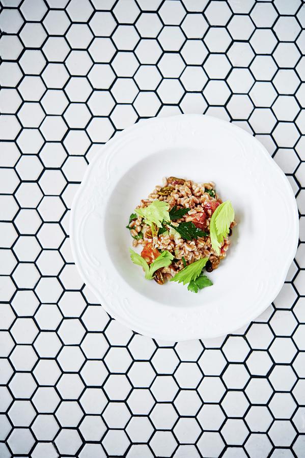 Farro Salad With Blood Orange, Potatoes And Celery Photograph by Greg Rannells