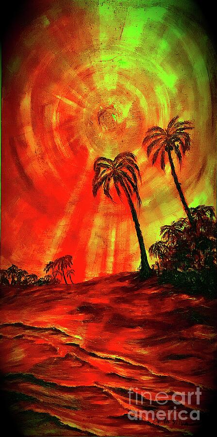 Evening of Yellow Sun Painting by Michael Silbaugh
