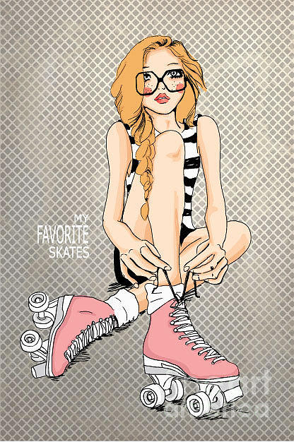 Love Digital Art - Fashion Girl With Skate by Yusuf Doganay Love Digital Art - Fashion Girl With Skate by Yusuf Doganay