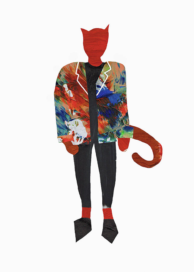 Cat Painting - Fashion Illustration Male Cat by Wolf Heart Illustrations