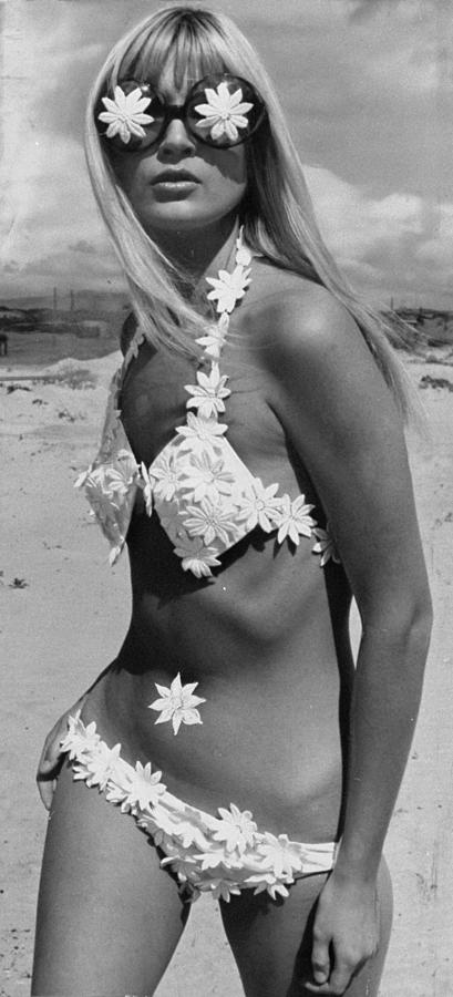 Fashion Model Wearing Daisy Bikini Photograph by New York Daily News Archive