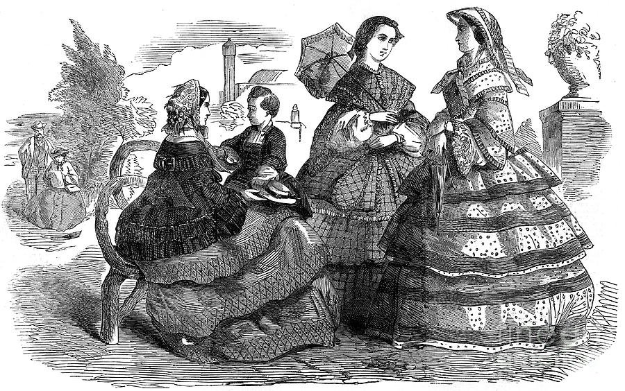 Fashions For August, 1857 Drawing by Print Collector