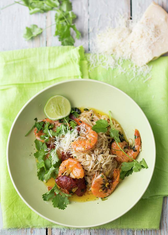 Fast Shrimp Pasta With Coriander Photograph by Great Stock!