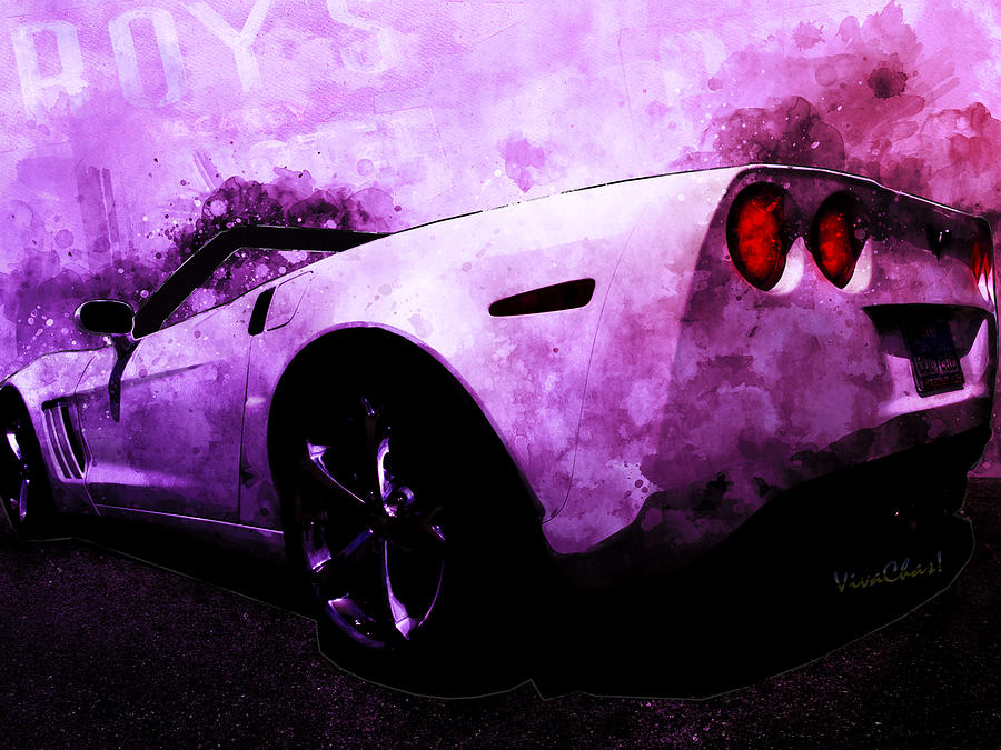 Fat Bottom Vette at Roys Cafe Route 66 Late Digital Art by Chas Sinklier
