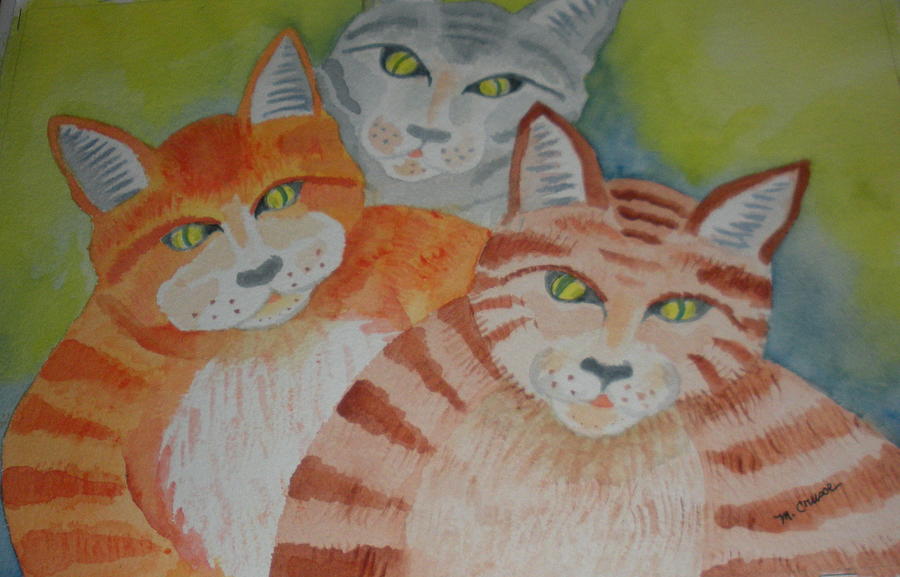 Fat Cats Painting by Margaret Crusoe