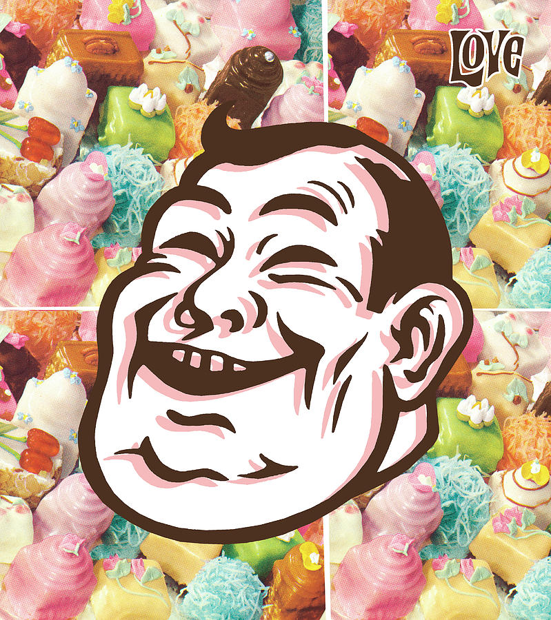 Candy Drawing - Fat man and candy by CSA Images