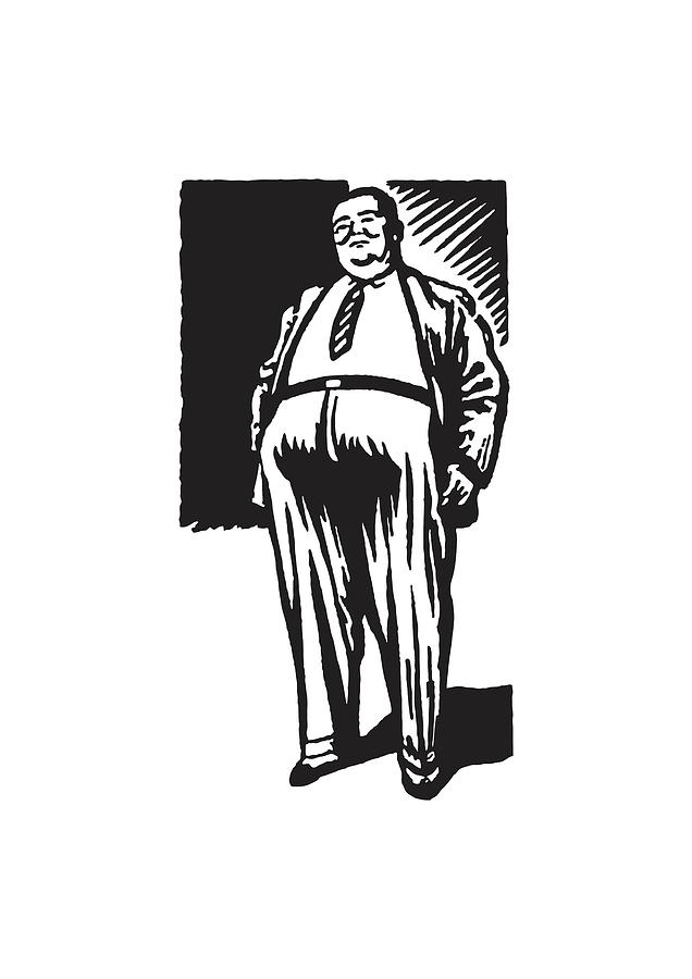 Fat Man in a Suit Drawing by CSA Images - Pixels