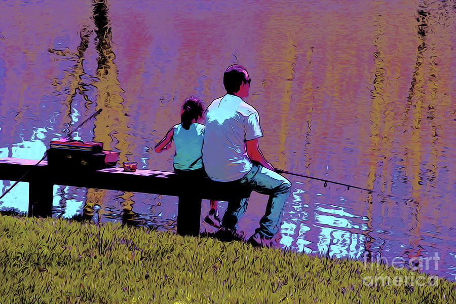 Father and daughter go fishing Digital Art by Chris Taggart