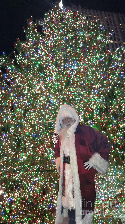 Father Christmas at Rockefeller Tree NYC Photograph by GJ Glorijean
