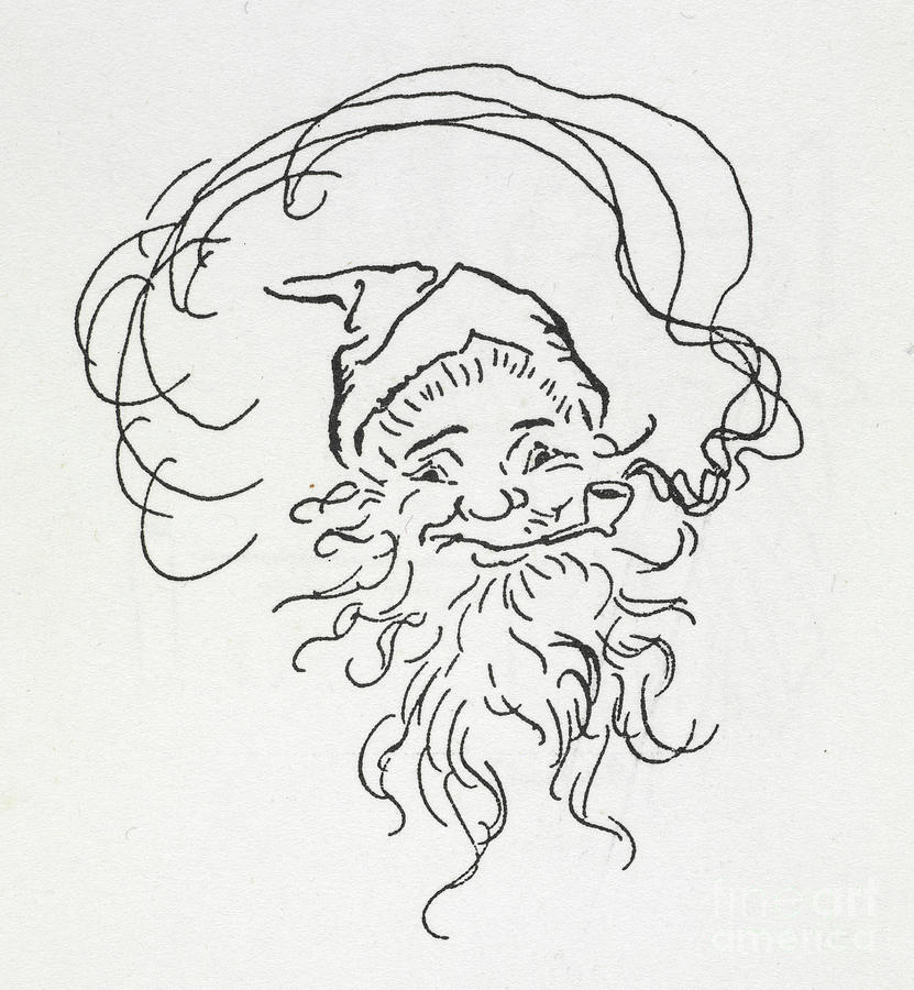 Father Christmas Smoking A Pipe Painting by European School