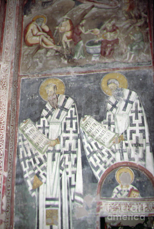 Slavonic Painting - Fathers Of The Church, Late 13th Century by Serbian School
