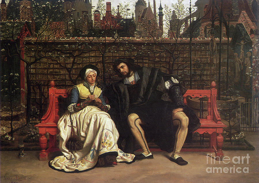 James Jacques Joseph Tissot Painting - Faust And Marguerite In The Garden, 1861 by James Jacques Joseph Tissot