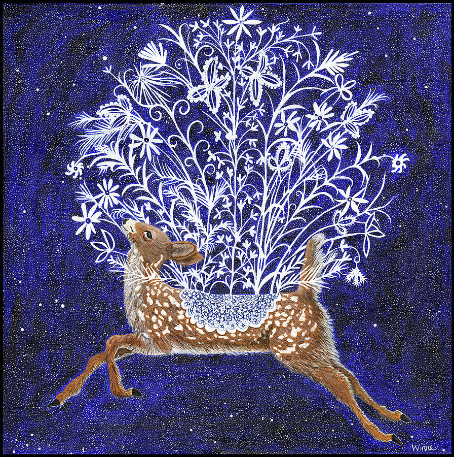 Fawn Bouquet Painting by Lise Winne