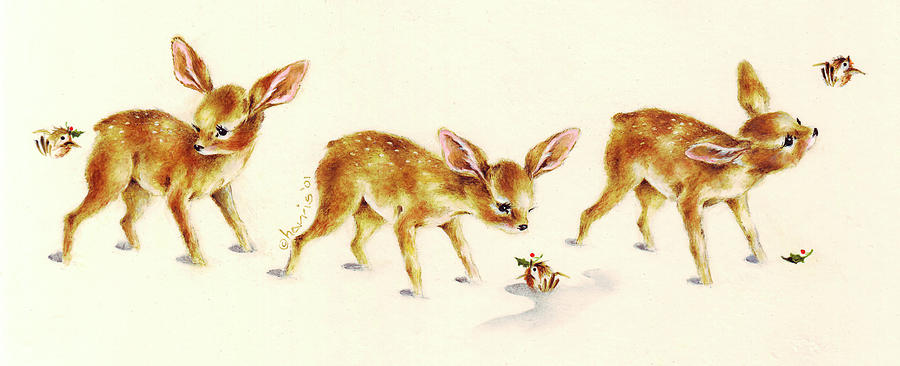 Deer Painting - Fawns by Peggy Harris