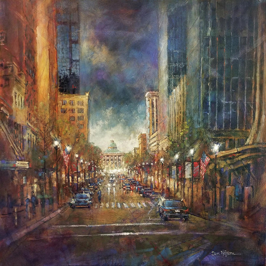 Fayetteville Street Evening Gold Painting