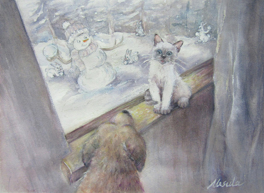 Fear of missing out on joy in the snow Painting by Ursula Brozovich