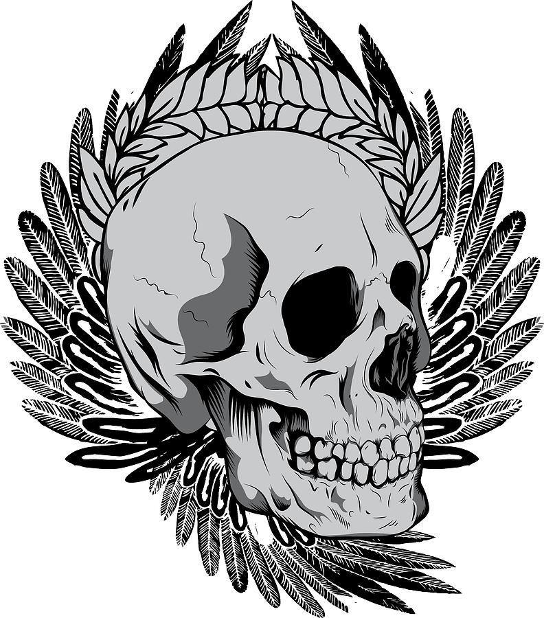 Halloween Digital Art - Feathered Skull by Passion Loft Halloween Digital Art - Feathered Skull by Passion Loft