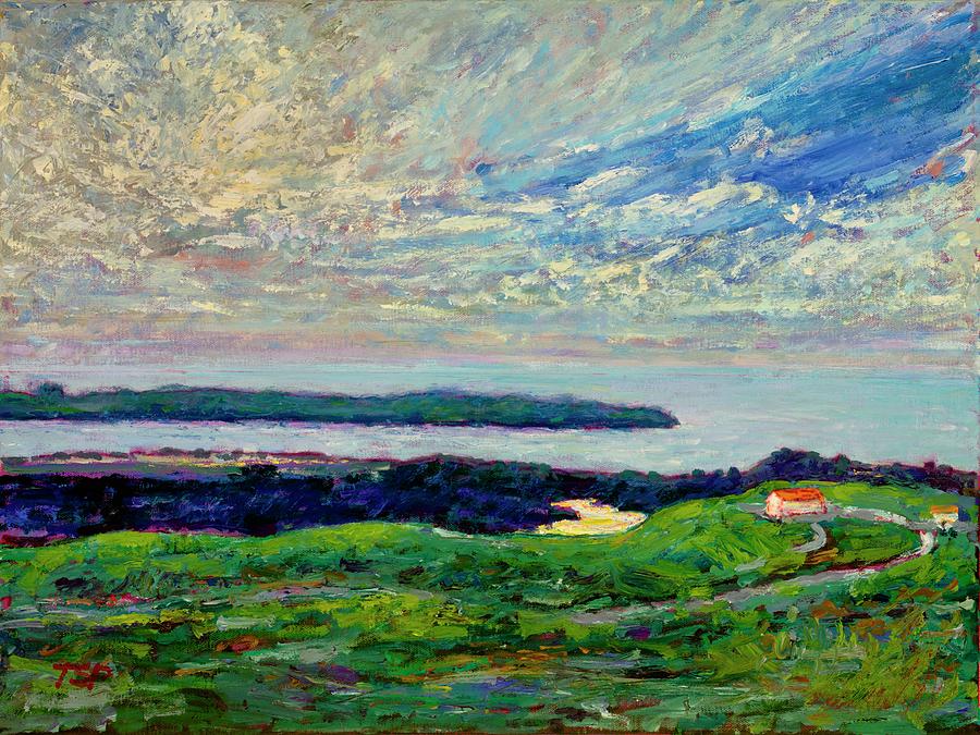 February Sky Tomales Bay Painting by Tom Pittard
