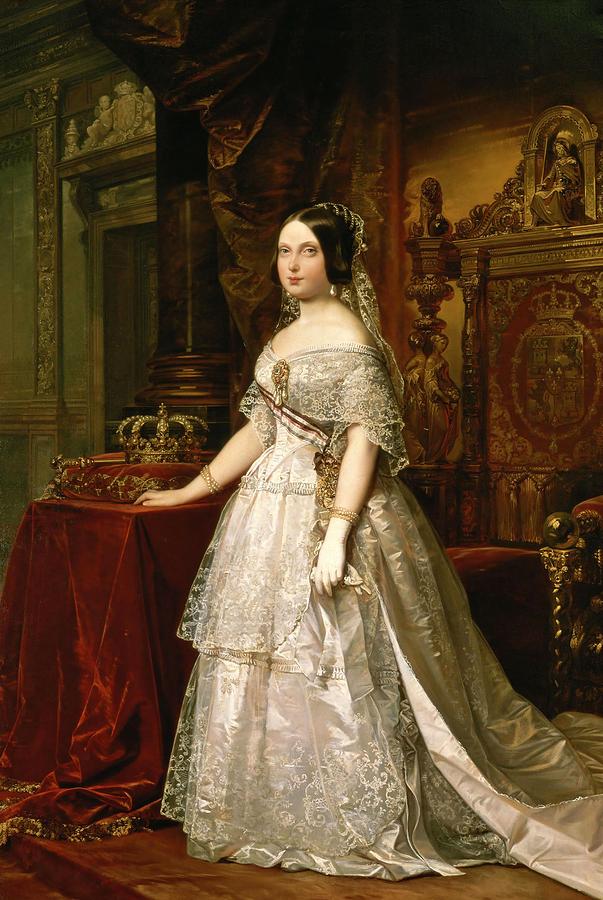 Federico Madrazo / Portrait of Isabella II of Spain, 1844, Oil on canvas. Painting by Federico de Madrazo -1815-1894-