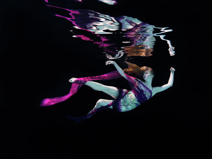 Female Dancer Floating Underwater Photograph by Thomas Barwick